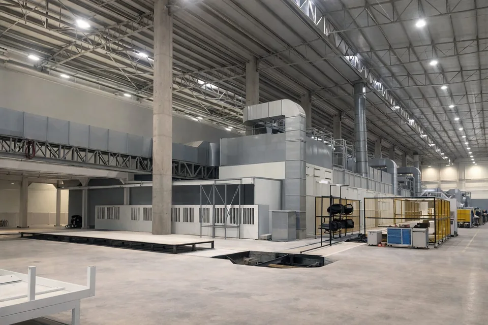 Novatek tarafından kurulan endüstriyel boyahane tesisi — fabrika içi genel görünüm