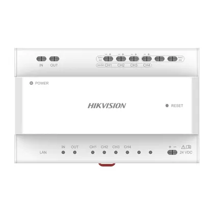 Hikvision DS-KAD704Y — 4 Portlu Cihaz Beslemeli 2 Kablolu Dağıtıcı