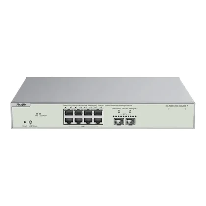 Reyee RG-NBS3300-8MG2XS-P — 8 Port Multi-Gigabit Katman 2 Yönetilebilir Switch, 8x PoE+, 2x SFP+ Uplink