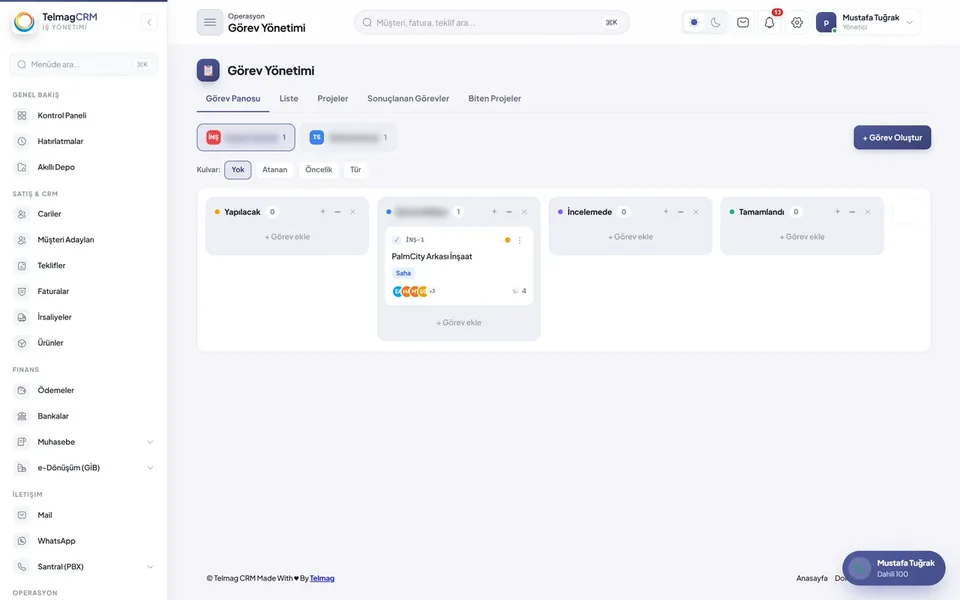 Kanban iş panosu ekranı
